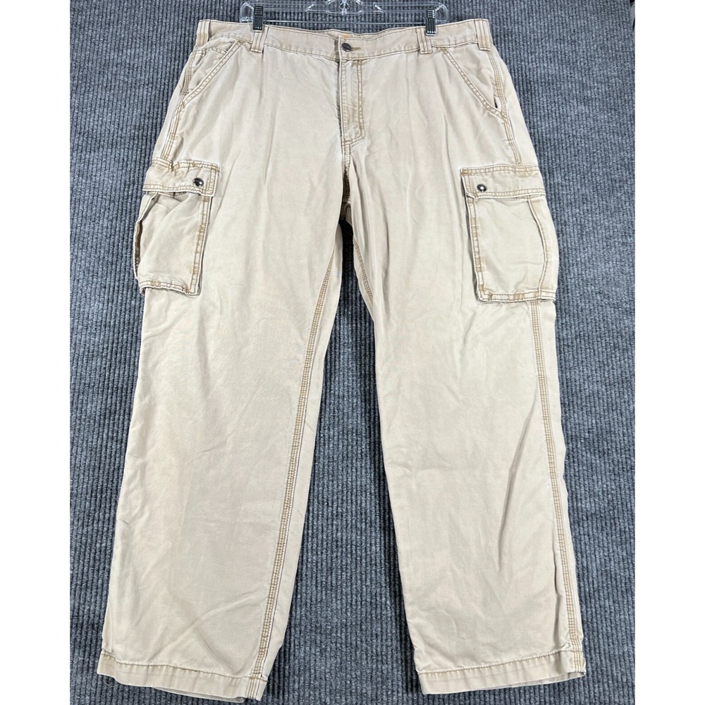 Carhartt Cargo Pants Mens 40x32 Beige Relaxed Straight Work Utility Trousers